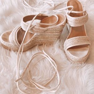 Super Chic- Lacey- Strappy Wedge. Suede Straps.